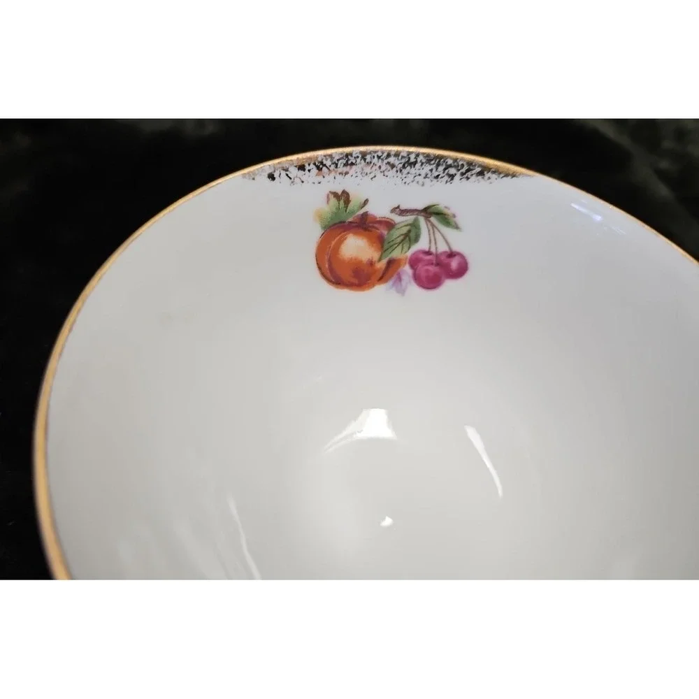 Royal Sealy hand-painted fruit design cup and saucer set